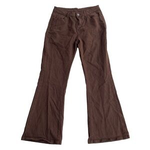 Brown Cotton Blend Flare Jeans Medium